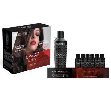 LUXUSNÍ dárkový set RED CAVIAR INFUSED (šampon + ampule) dárkové balení ULTIMATE LUXURY SERUM DROP (6x10ml) a CAVIAR ULTIMATE LUXURY SHAMPOO (250ml)