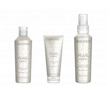 PEARL SUBLIME ULTIMATE LUXURY KIT (šampon + balzám + sprej) dárkové balení PEARL SUBLIME ULTIMATE LUXURY SHAMPOO (250ml), PEARL SUBLIME ULTIMATE LUXURY BALM (200ml) a PEARL SUBLIME ULTIMATE LUXURY LIGHT SENSATION SPRAY (100ml)