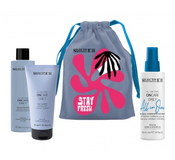 ONCARE DAILY Summer Kit (šampon + kondicionér + all in one) sada produktů v designovém sáčku pro suché vlasy