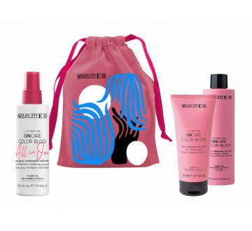 ONCARE COLOR BLOCK Summer Kit (šampon + kondicionér + all in one) sada produktů v designovém sáčku pro barvené vlasy